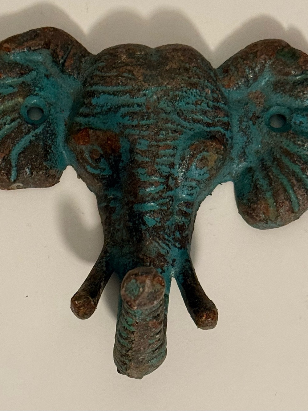 Turquoise Patina Elephant Cast Iron Wall Hook - Decorative Home Wall Decor